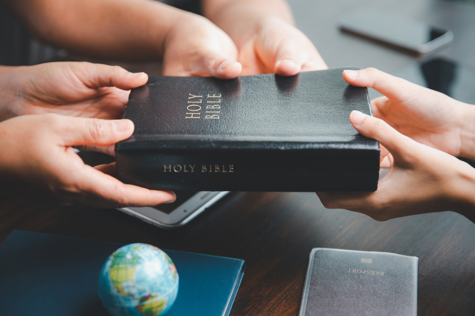 Open Bible representing a church's mission statement